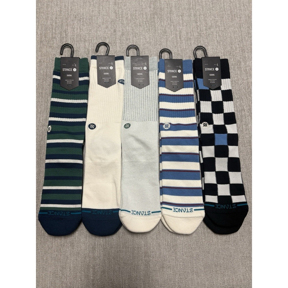 5 Pack Stance Combed Cotton Casual Socks Crew Height Mid-Cushion Large (9-13)
